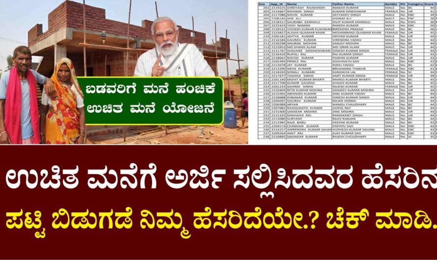 PM Awas Yojana ಉಚಿತ ಮನೆಗೆ ಅರ್ಜಿ ಸಲ್ಲಿಸಿದವರ ಹೆಸರಿನ ಪಟ್ಟಿ ಬಿಡುಗಡೆ ನಿಮ್ಮ ಹೆಸರಿದೆಯೇ.? ಚೆಕ್ ಮಾಡಿ.!