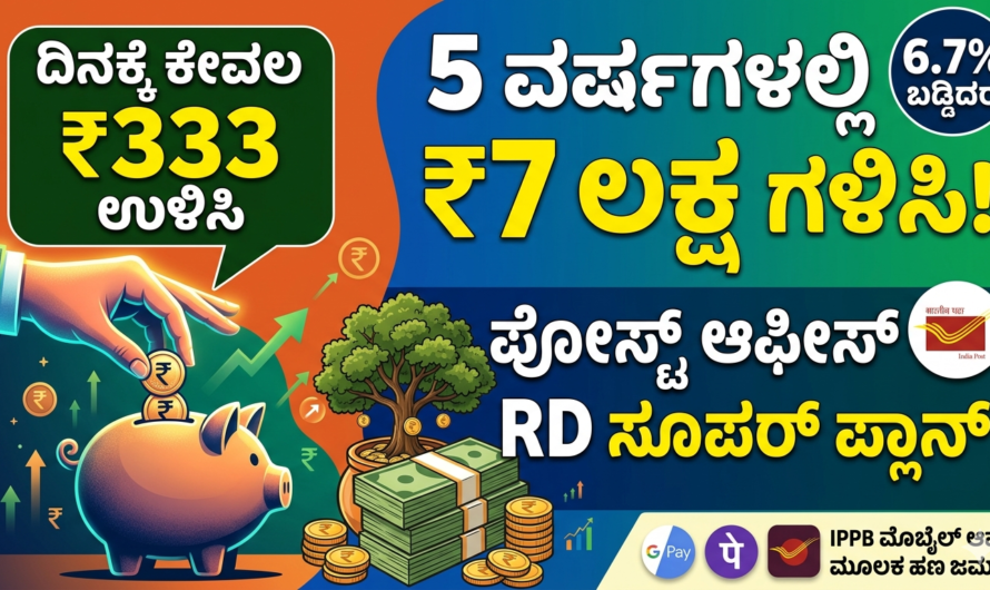 post office ಕೇವಲ  ₹333 ಉಳಿಸಿ 5 ವರ್ಷದಲ್ಲಿ ₹7 ಲಕ್ಷ! ಪೋಸ್ಟ್ ಆಫೀಸ್ RD ಸೂಪರ್ ಪ್ಲಾನ್.